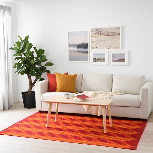 STOCKHOLM 2017 Rug, flatwoven, handmade/zigzag pattern orange, 170x240 cm IKEA Ireland