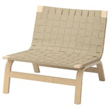 STOCKHOLM 2025 easy chair: light wood, woven linen, minimalist design. Timeless, comfy.
