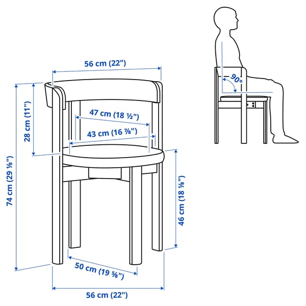 Illustration with measurements for the product: STOCKHOLM 2025.