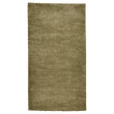 Displays a rectangular, olive green STOENSE area rug with a soft, thick pile and a subtle sheen, perfect for cozy, sound-dampened spaces.