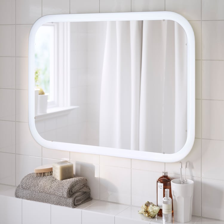 STORJORM mirror with integrated lighting, white, 80x60 cm IKEA Ireland