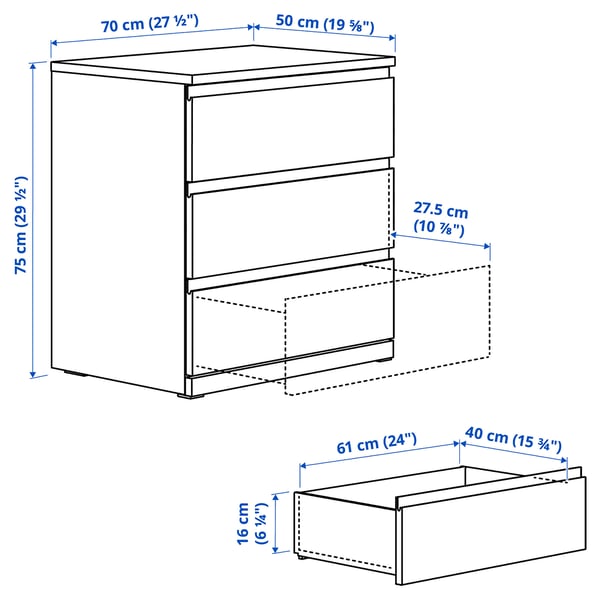Illustration with measurements for the product: STORKLINTA.