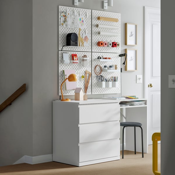 STORKLINTA Chest of 3 drawers, white, 70x50x75 cm