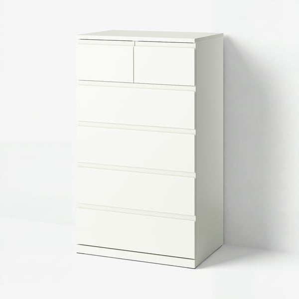 STORKLINTA Chest of 6 drawers, white, 70x50x120 cm