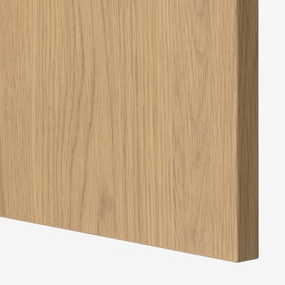 Close-up of smooth, light oak wood panel with fine grain and clean edge.