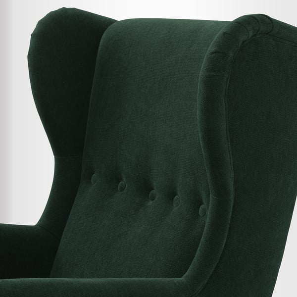 Dark green fabric chair back with high-quality, supportive design. Comfortable and stylish, perfect for relaxation.