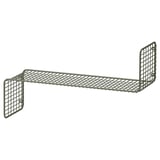 A gray metal wire wall shelf, SVENSHULT, with a grid pattern and angled edges.