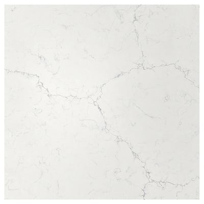 TÄRNHULT Custom made wall panel, white/grey-beige marble effect/glass composite, 1 m²x2.0 cm