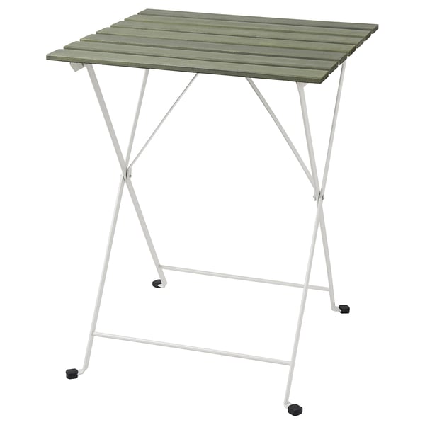 TÄRNÖ: foldable outdoor table, wood and steel, white, rectangular.