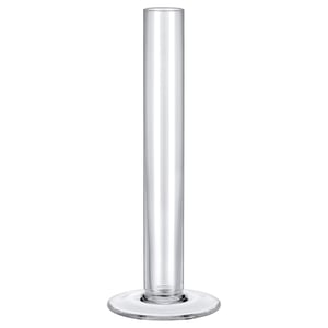TAJT glass vase, clear with narrow neck and stable base, simple, elegant.