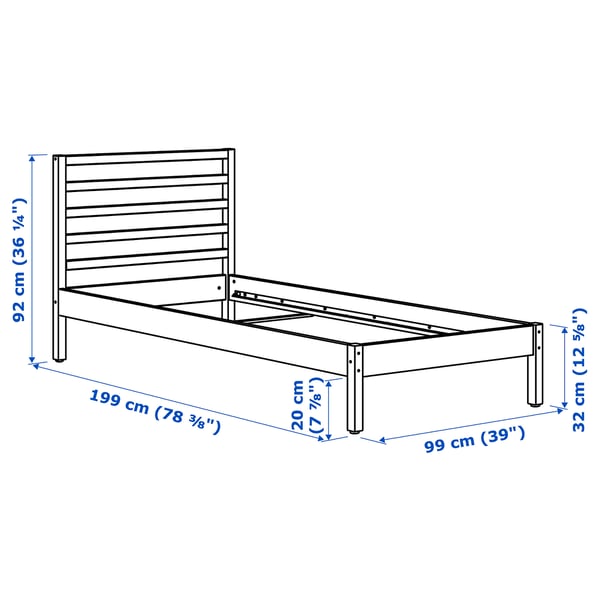 Illustration with measurements for the product: TARVA.