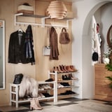 TJUSIG shoe rack, coat rack, baskets in entryway.