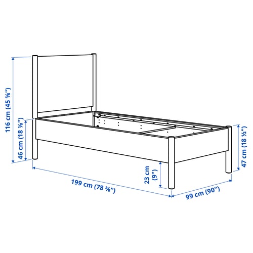 Illustration with measurements for the product: TONSTAD.