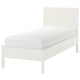 Off-white TONSTAD bed, minimalist and classic with adjustable sides, sturdy wooden legs.