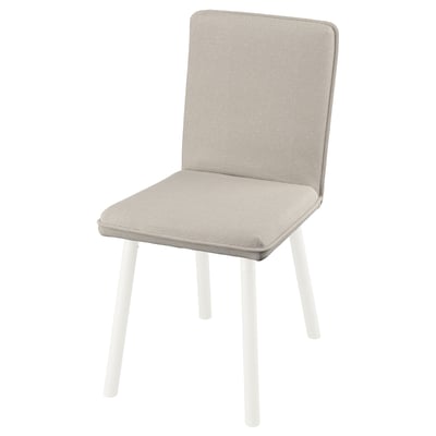 A TONSTAD chair in beige and white with a textured, removable cover. Its simple design includes four straight legs.
