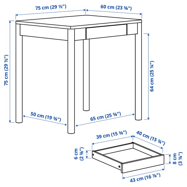 Illustration with measurements for the product: TONSTAD.