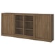 TONSTAD: dark wood bookshelf with 3 sections. 2 sliding door cabinets, 1 open shelving, sleek design.