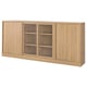 TONSTAD oak bookcase with glass & sliding doors, light wood grain, rectangular shape, modern design.