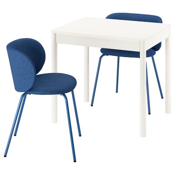 TONSTAD Table and 2 chairs, off-white/Tonerud blue, 80/120x70 cm