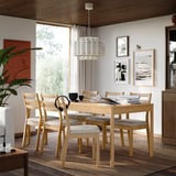 TONSTAD / TONSTAD Table and 6 chairs, oak veneer/oak effect Fridtuna light beige, 200x85 cm