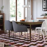 TONSTAD / TOSSBERG Table and 4 chairs, brown oak veneer/Gunnared dark grey black, 140/196x85 cm
