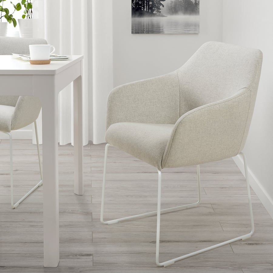 TOSSBERG dining chair, metal white/Gunnared beige IKEA Ireland
