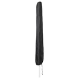 Black waterproof parasol cover, cylindrical shape with drawstring closure for protection.