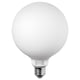 Ikea TRÅDFRI bulb, white, frosted glass, spherical shape.