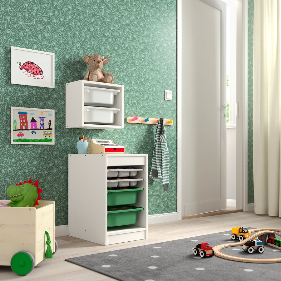 TROFAST storage combination with boxes/tray, white grey/green, 34x44x56 cm IKEA Ireland