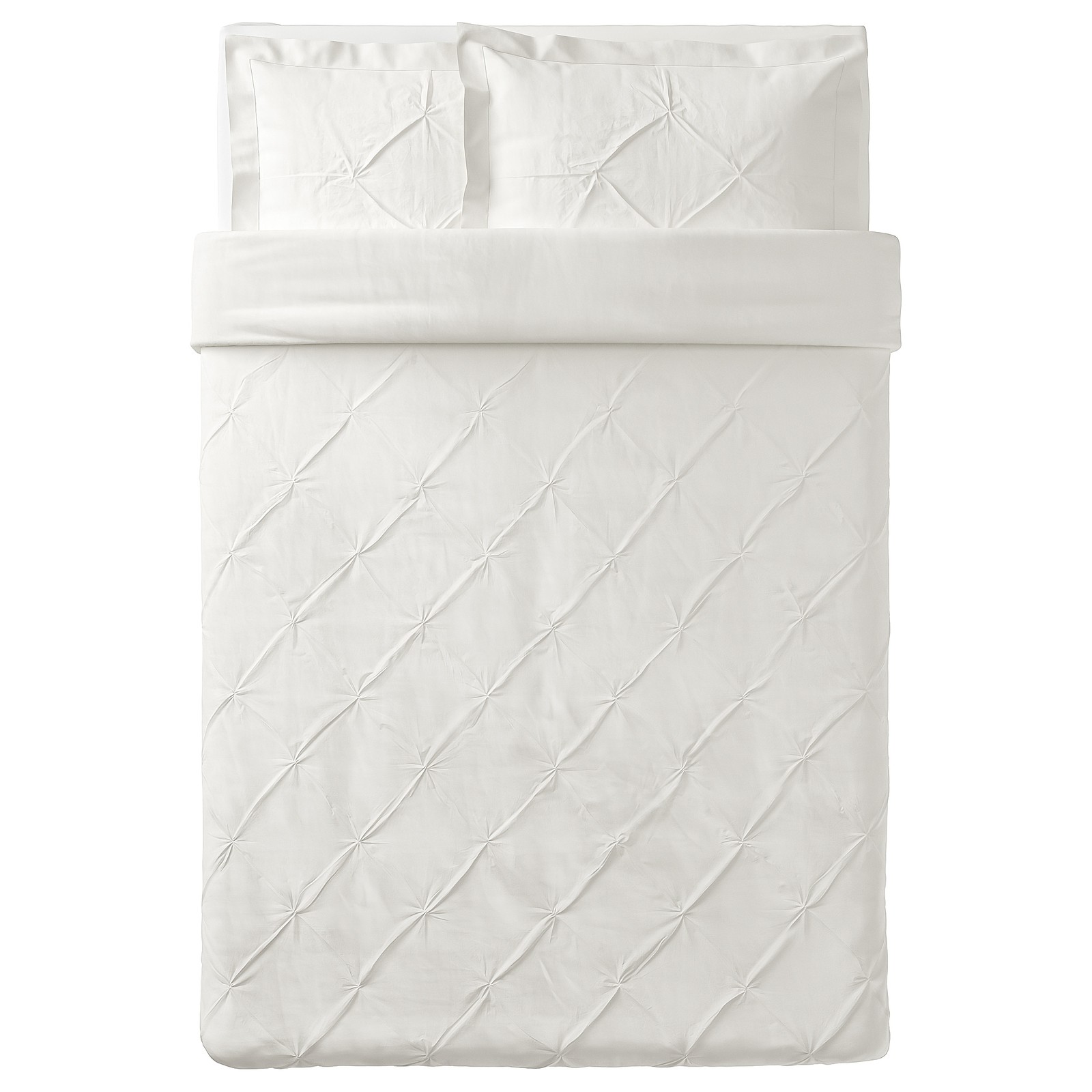 TRUBBTÅG Quilt cover and 2 pillowcases, white, 200x200/50x80 cm IKEA