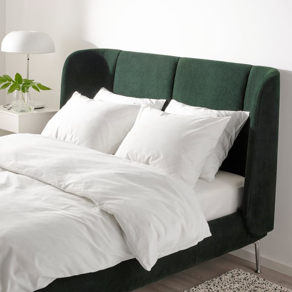 tufjord upholstered bed frame tallmyra dark green standard double ikea ireland