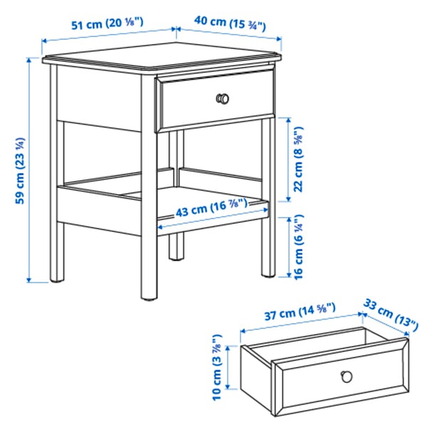 Illustration with measurements for the product: TYSSEDAL.