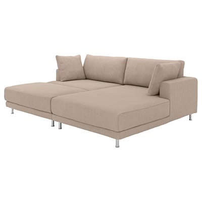 UPPÅKRA 3-seat modular sofa, with chaise longue, right with footstool/Samsala grey-beige