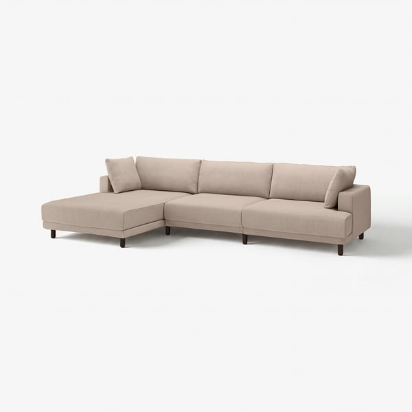 UPPÅKRA 4,5-seat modular sofa, with chaise longue, left/Samsala grey-beige