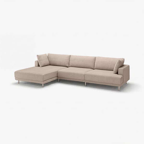 UPPÅKRA 4,5-seat modular sofa, with chaise longue, left/Samsala grey-beige