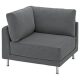 An UPPÅKRA grey fabric armchair. Its sleek, modern, and has a plush, inviting design.