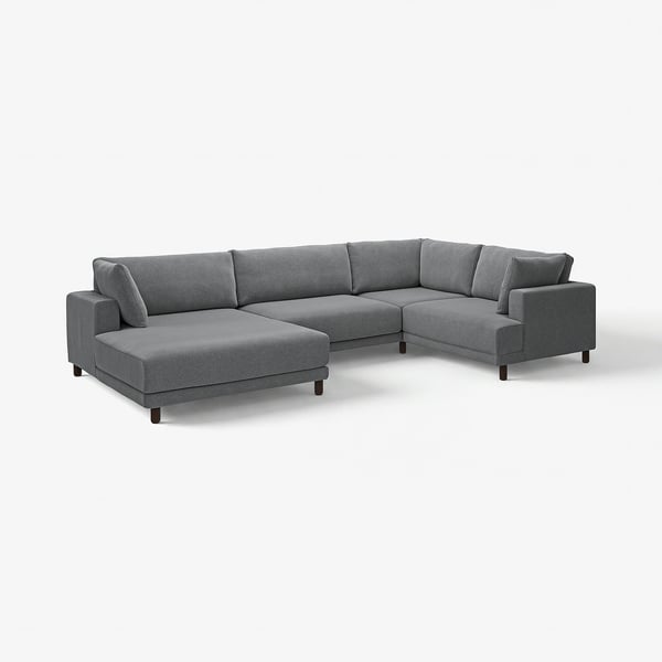 UPPÅKRA U-shaped sofa, 4,5-seat, with chaise longue, left/Johanneshov dark grey