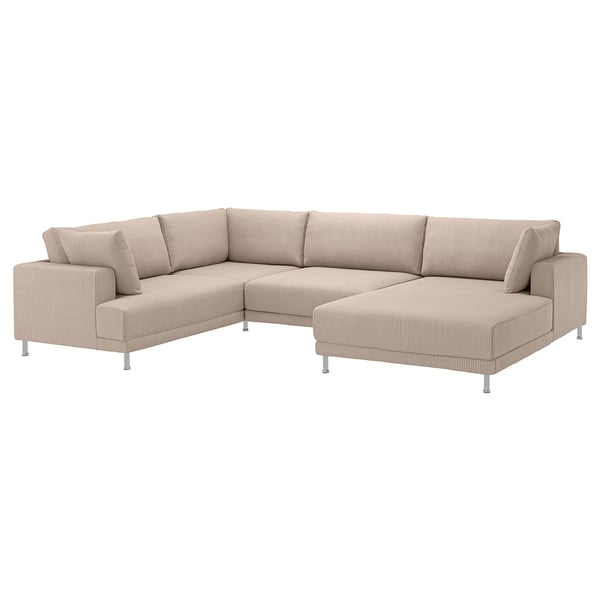UPPÅKRA U-shaped sofa, 4,5-seat, with chaise longue, right/Samsala grey-beige