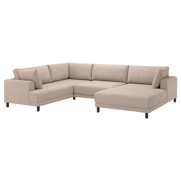 UPPÅKRA U-shaped sofa, 4,5-seat, with chaise longue, right/Samsala grey-beige