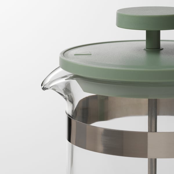 UPPHETTA Coffee/tea maker, glass/stainless steel light green, 1 l