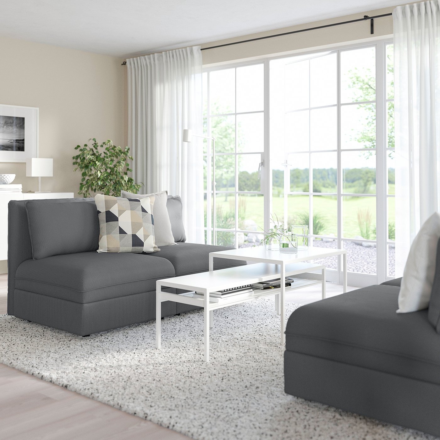 VALLENTUNA 2seat modular sofa with storage/Kelinge anthracite IKEA