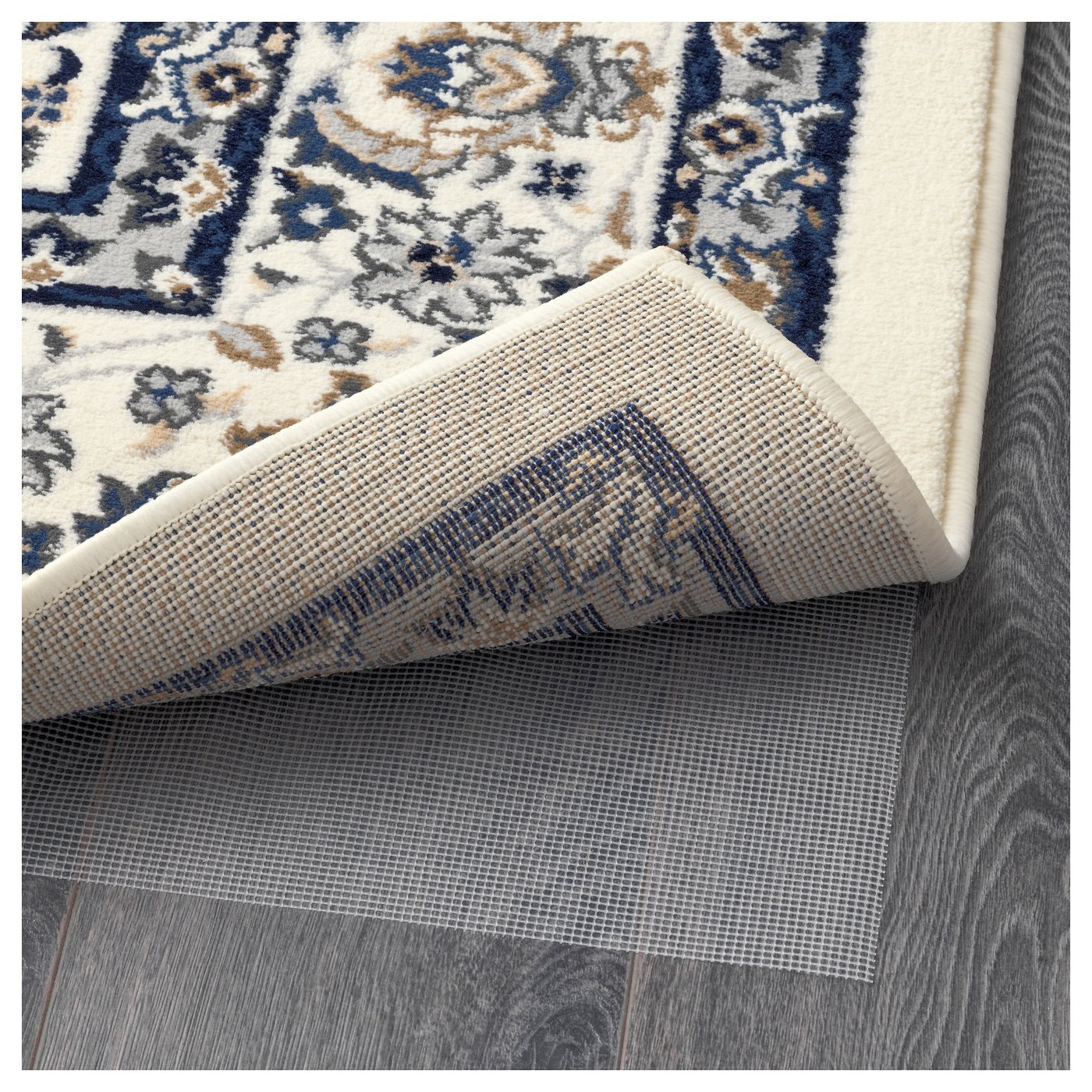 VALLÖBY Rug, low pile Beige/blue 80 x 180 cm IKEA