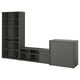 Dark gray VIHALS storage set: bookcase, tv stand, cabinet with sliding doors - modern wood & acrylic design