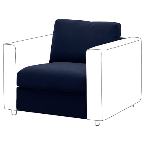 VIMLE chair, navy blue, modern design, sturdy, 10-year warranty.