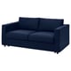 VIMLE: dark blue, modern sofa with clean lines. Velvet cover, medium firm foam mattress.