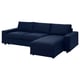 VIMLE blue sectional sofa with chaise, modern design, soft fabric.