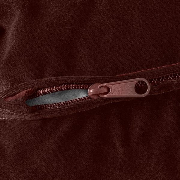Zipper closure, rich brown suede. Quality feel, sleek pull tab.