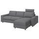 Option: VIMLE sectional sofa, grey, fabric with storage, l-shaped design, 10-year guarantee.