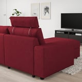 VIMLE red sofa, modern design, spacious, with adjustable headrests & storage in chaise longue.
