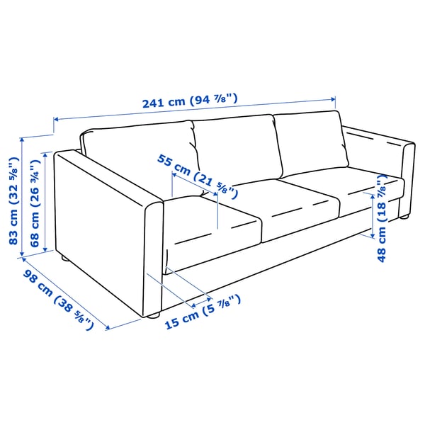 Illustration with measurements for the product: VIMLE.